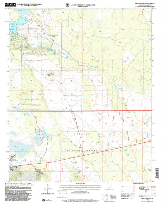 Classic USGS Silver Springs Arizona 7.5'x7.5' Topo Map Image