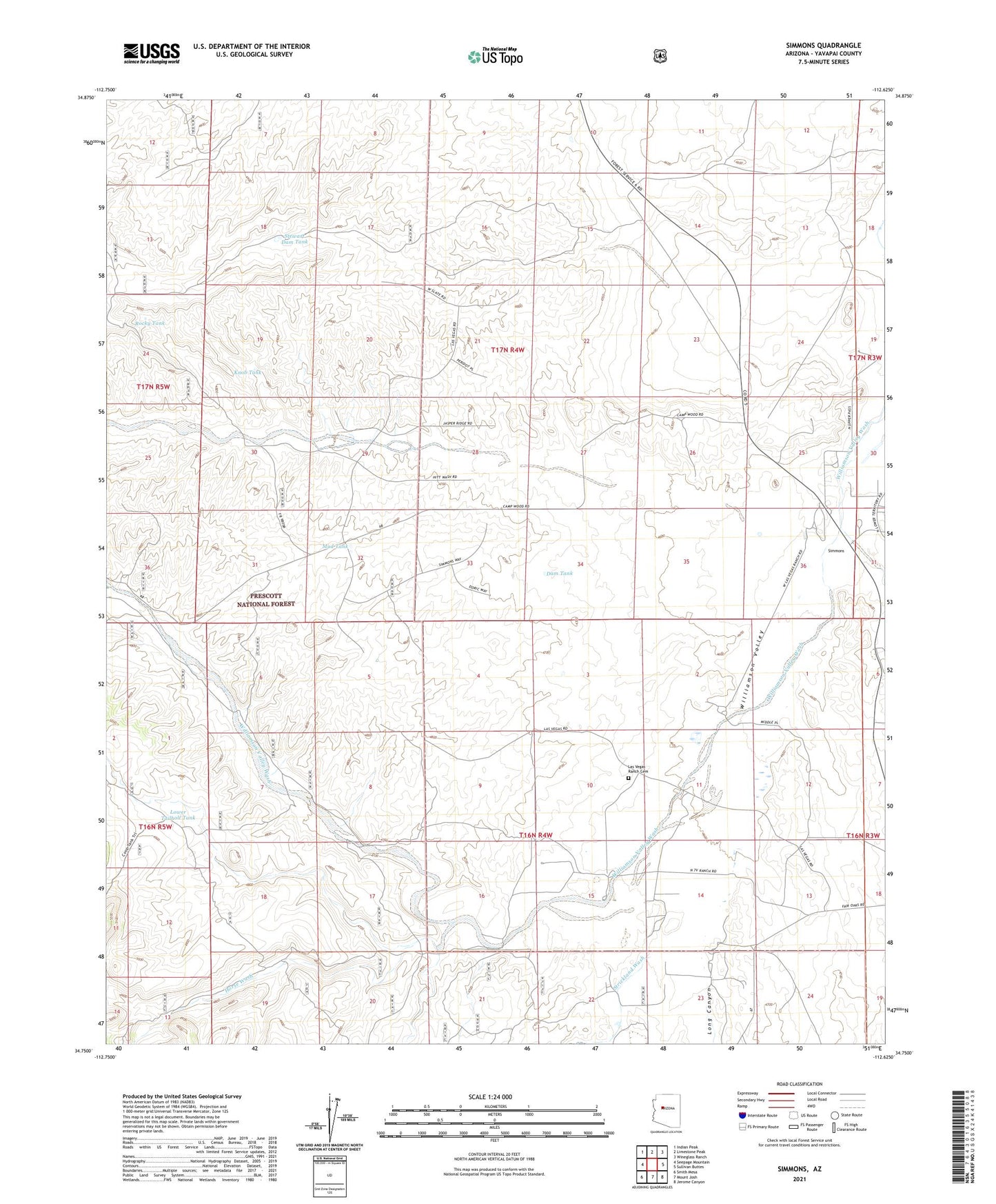Simmons Arizona US Topo Map Image