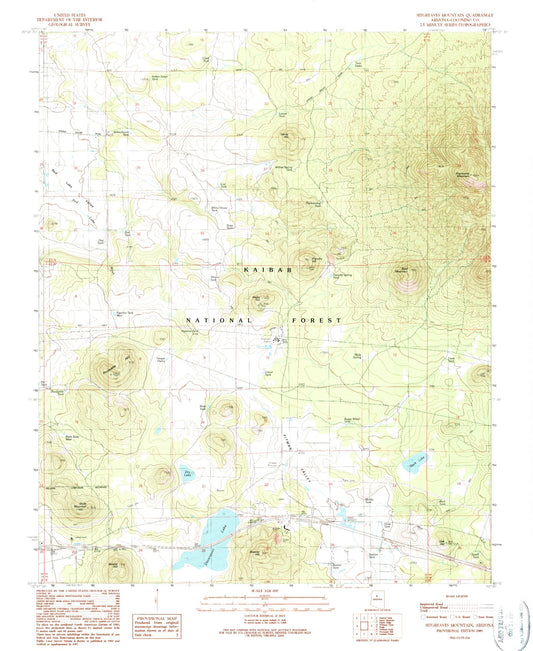 Classic USGS Sitgreaves Mountain Arizona 7.5'x7.5' Topo Map Image