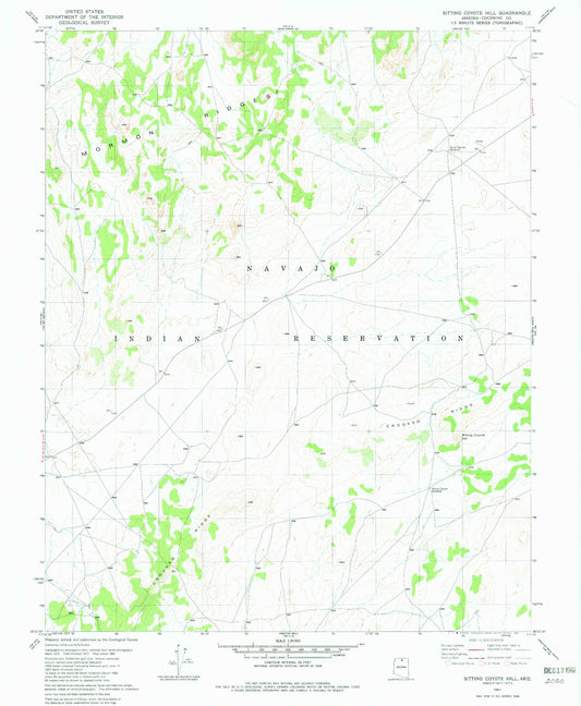 Classic USGS Sitting Coyote Hill Arizona 7.5'x7.5' Topo Map Image