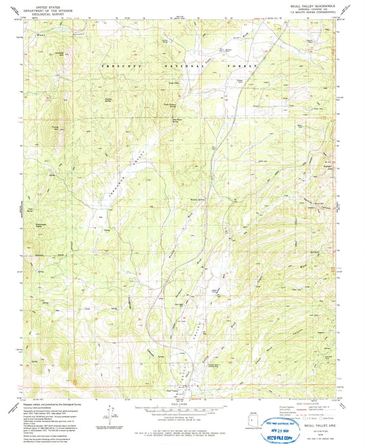 Classic USGS Skull Valley Arizona 7.5'x7.5' Topo Map Image