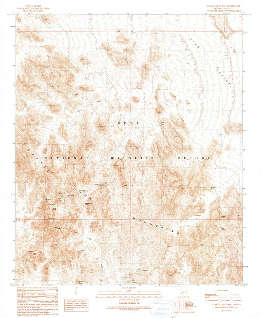 Classic USGS Slumgullion Pass Arizona 7.5'x7.5' Topo Map Image