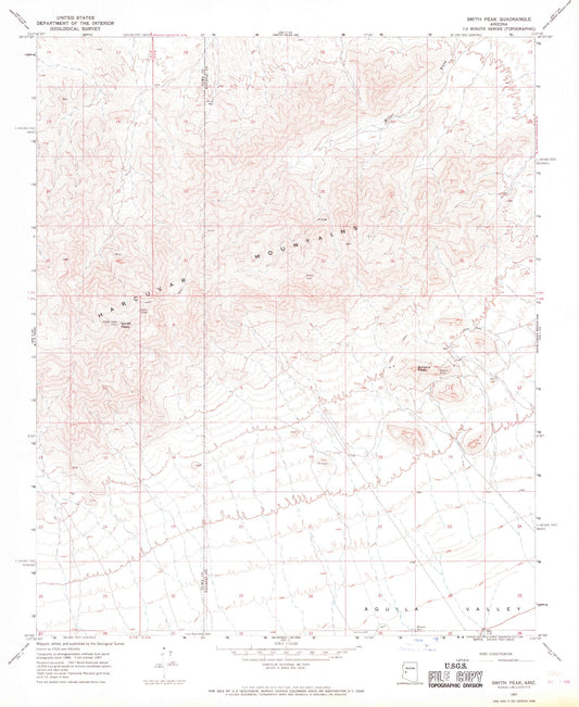 Classic USGS Smith Peak Arizona 7.5'x7.5' Topo Map Image