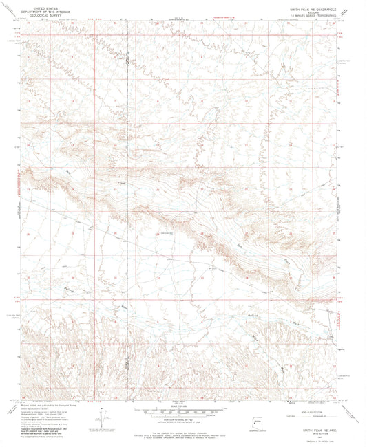 Classic USGS Smith Peak NE Arizona 7.5'x7.5' Topo Map Image