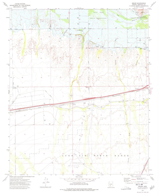 Classic USGS Smurr Arizona 7.5'x7.5' Topo Map Image