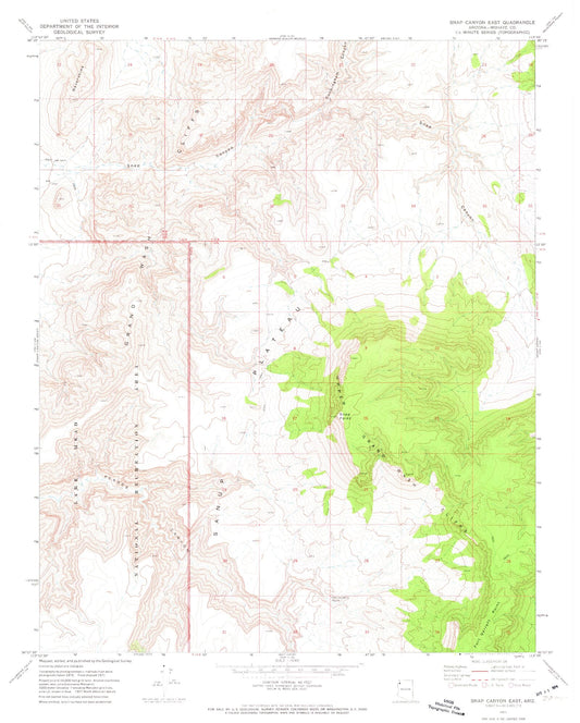 Classic USGS Snap Canyon East Arizona 7.5'x7.5' Topo Map Image