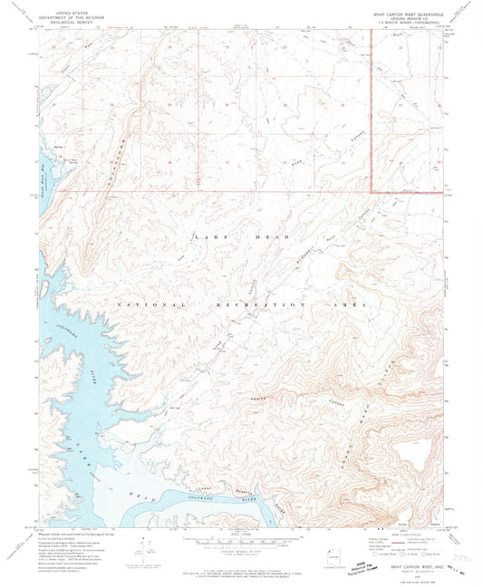 Classic USGS Snap Canyon West Arizona 7.5'x7.5' Topo Map Image