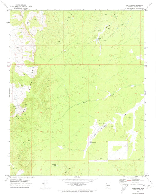 Classic USGS Snap Draw Arizona 7.5'x7.5' Topo Map Image