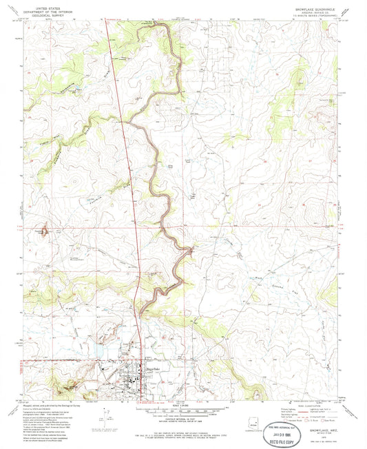 Classic USGS Snowflake Arizona 7.5'x7.5' Topo Map Image