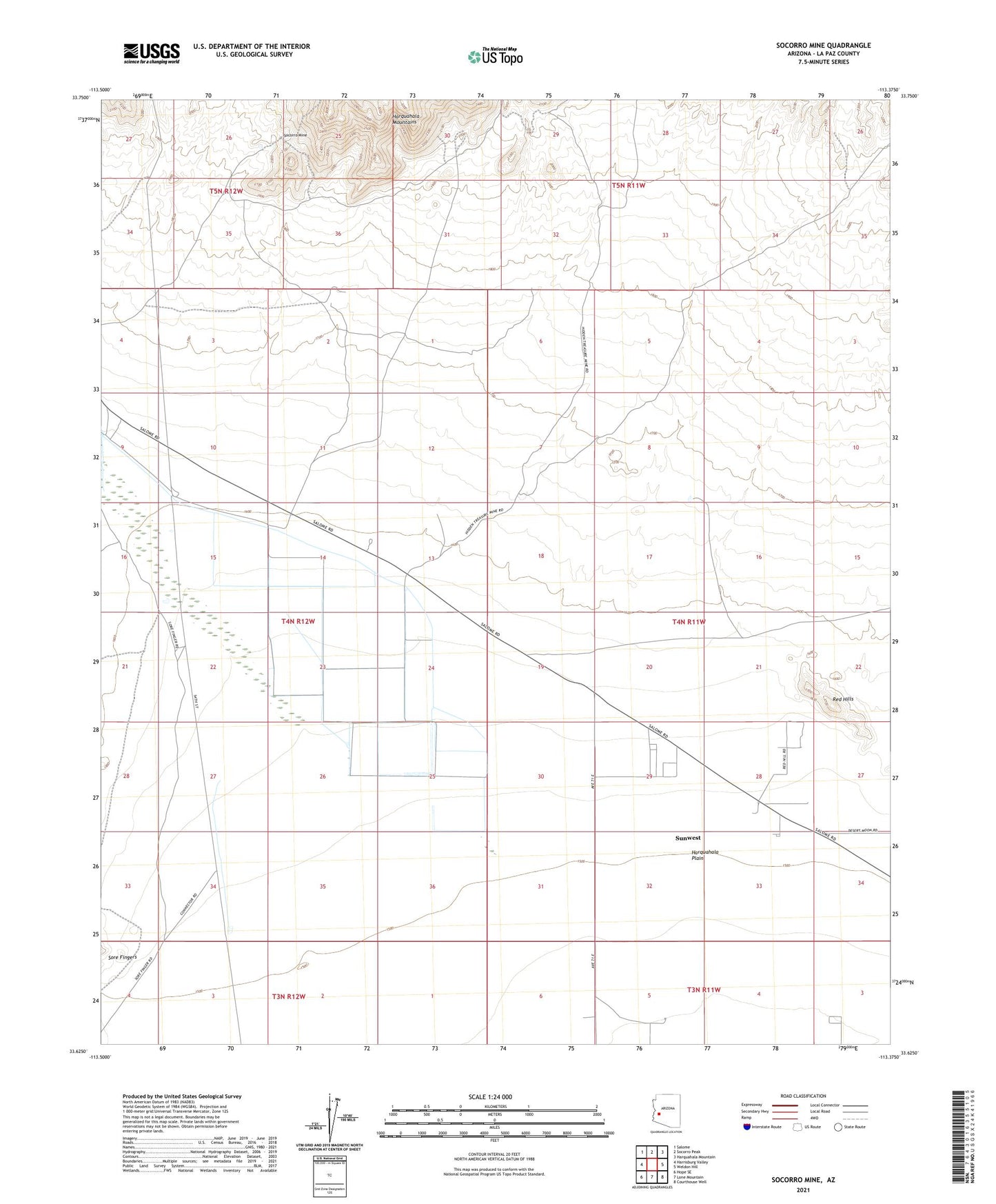 Socorro Mine Arizona US Topo Map Image