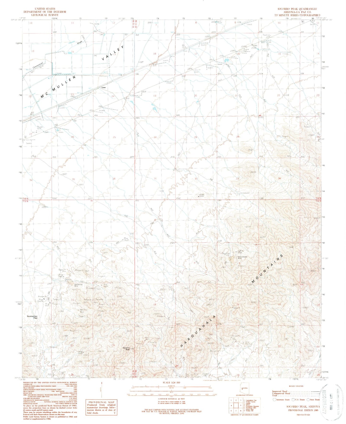 Classic USGS Socorro Peak Arizona 7.5'x7.5' Topo Map Image