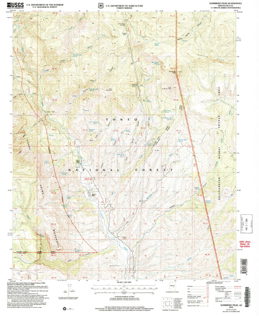 Classic USGS Sombrero Peak Arizona 7.5'x7.5' Topo Map Image