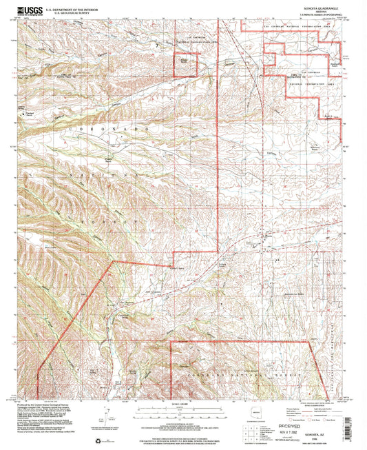 Classic USGS Sonoita Arizona 7.5'x7.5' Topo Map Image