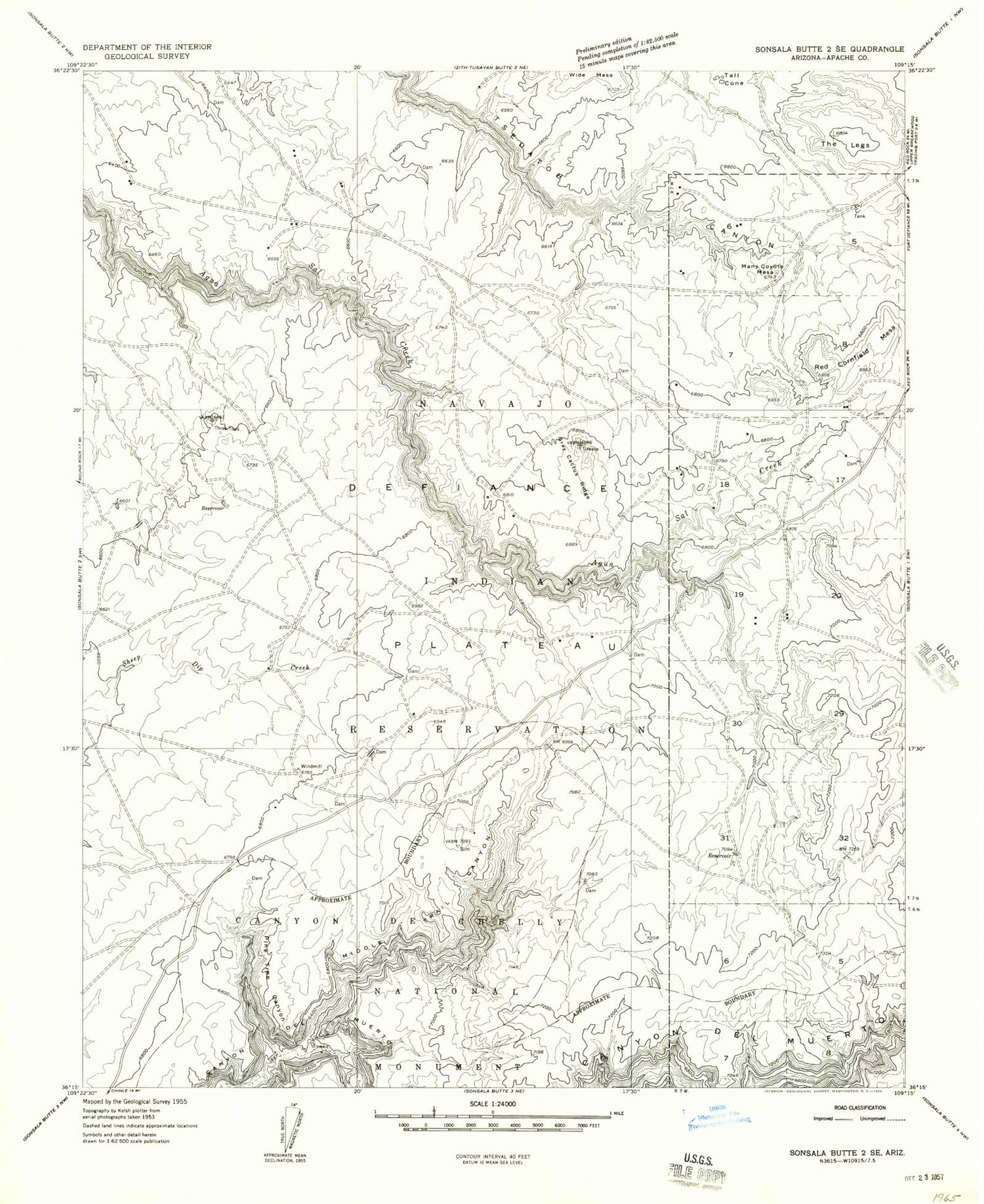 Classic USGS Red Cornfield Mesa Arizona 7.5'x7.5' Topo Map Image