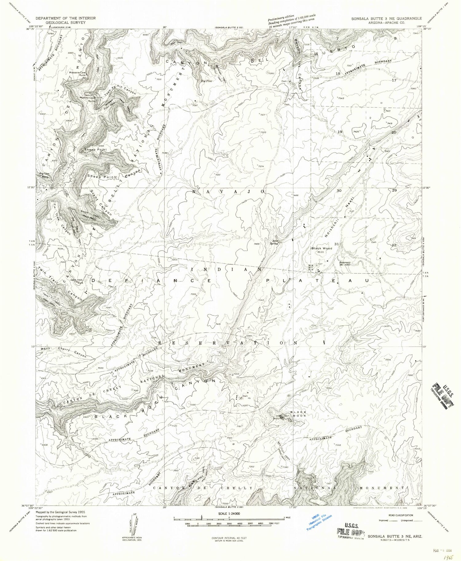 Classic USGS Black Rock Butte Arizona 7.5'x7.5' Topo Map Image