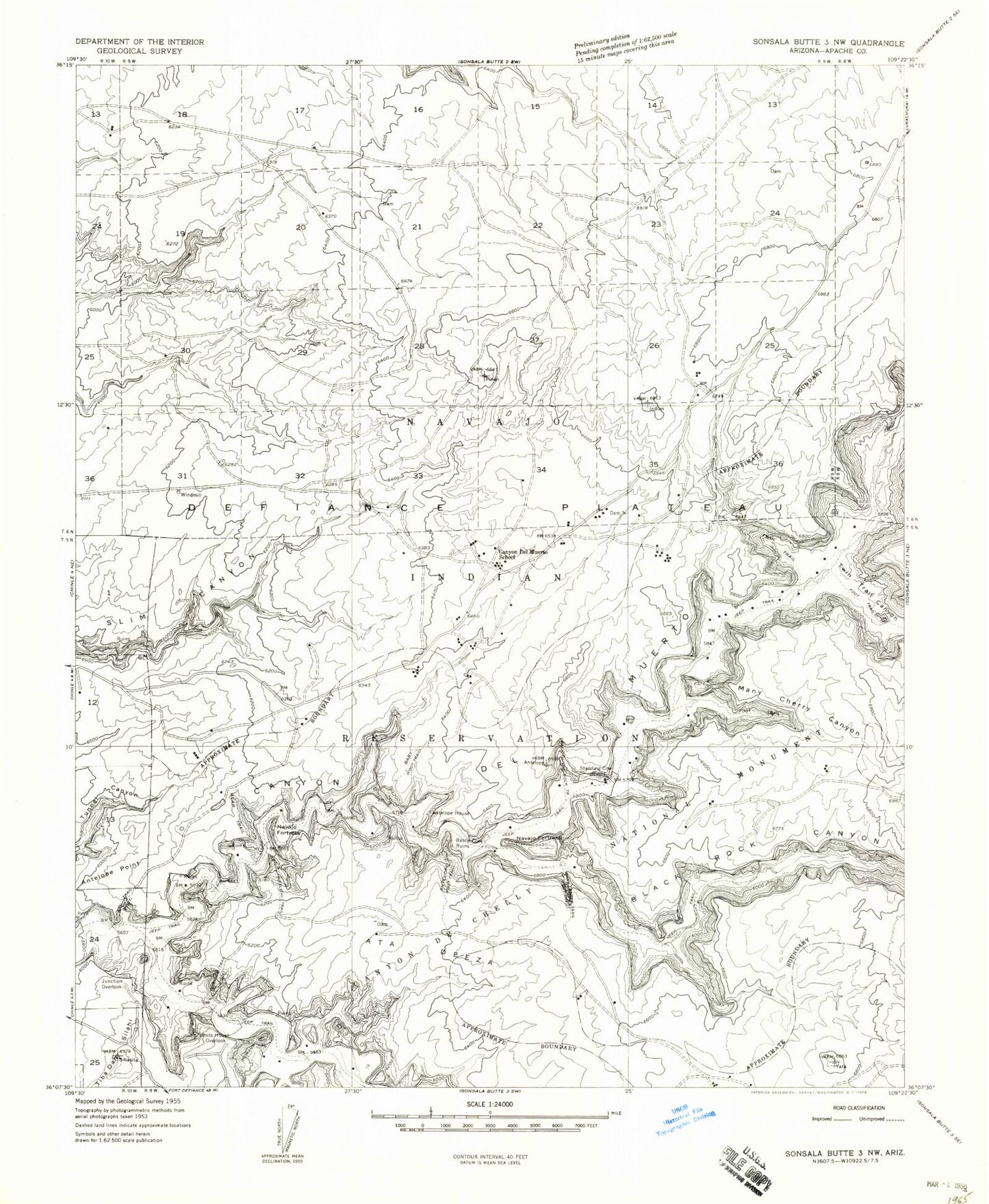 Classic USGS Del Muerto Arizona 7.5'x7.5' Topo Map Image