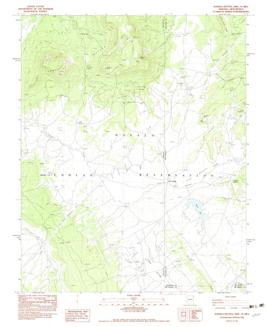 Classic USGS Sonsela Buttes Arizona 7.5'x7.5' Topo Map Image