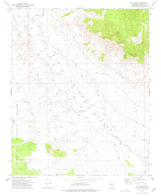 Classic USGS South Butte Arizona 7.5'x7.5' Topo Map Image