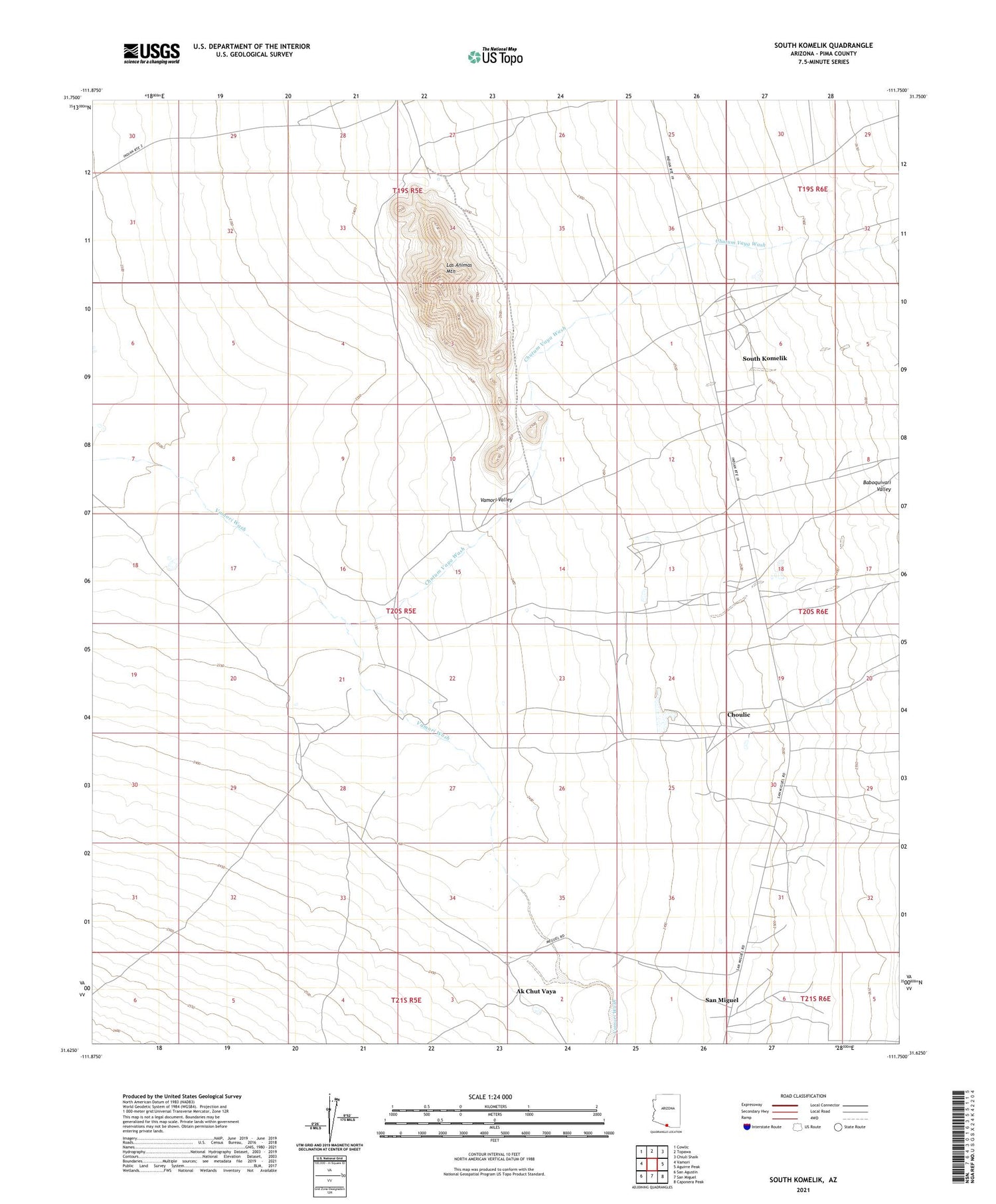 South Komelik Arizona US Topo Map Image