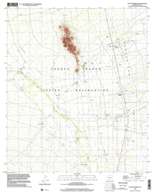 Classic USGS South Komelik Arizona 7.5'x7.5' Topo Map Image