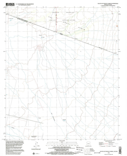 Classic USGS South of Papago Farms Arizona 7.5'x7.5' Topo Map Image