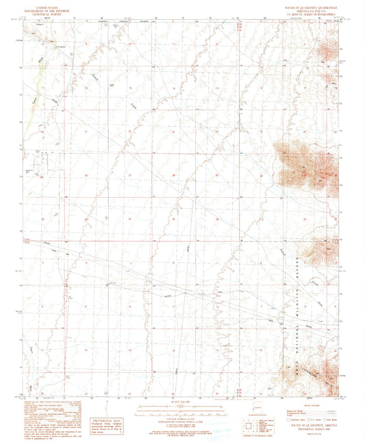 Classic USGS South of Quartzsite Arizona 7.5'x7.5' Topo Map Image