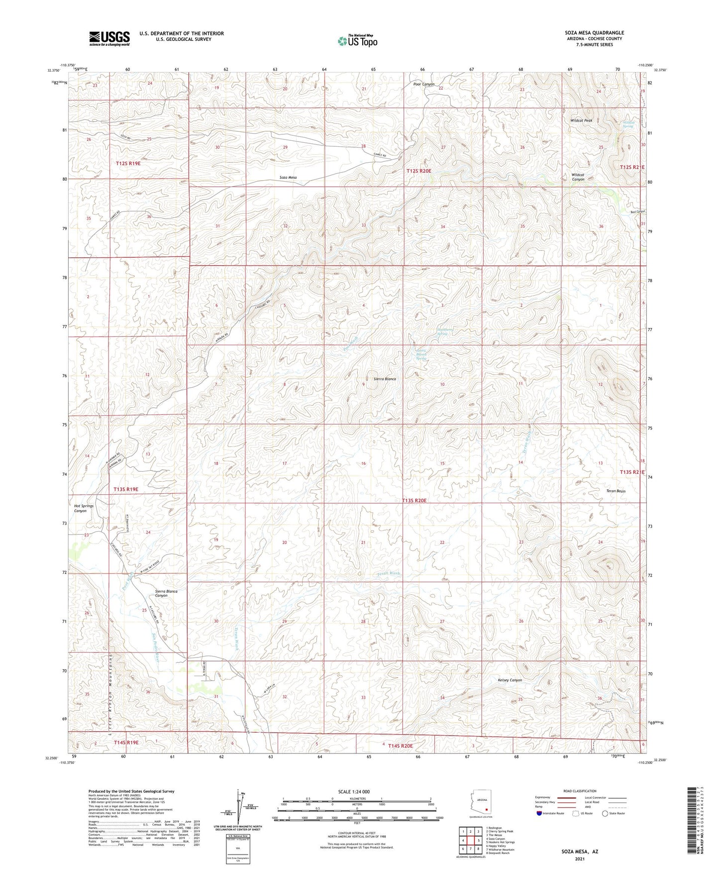 Soza Mesa Arizona US Topo Map Image