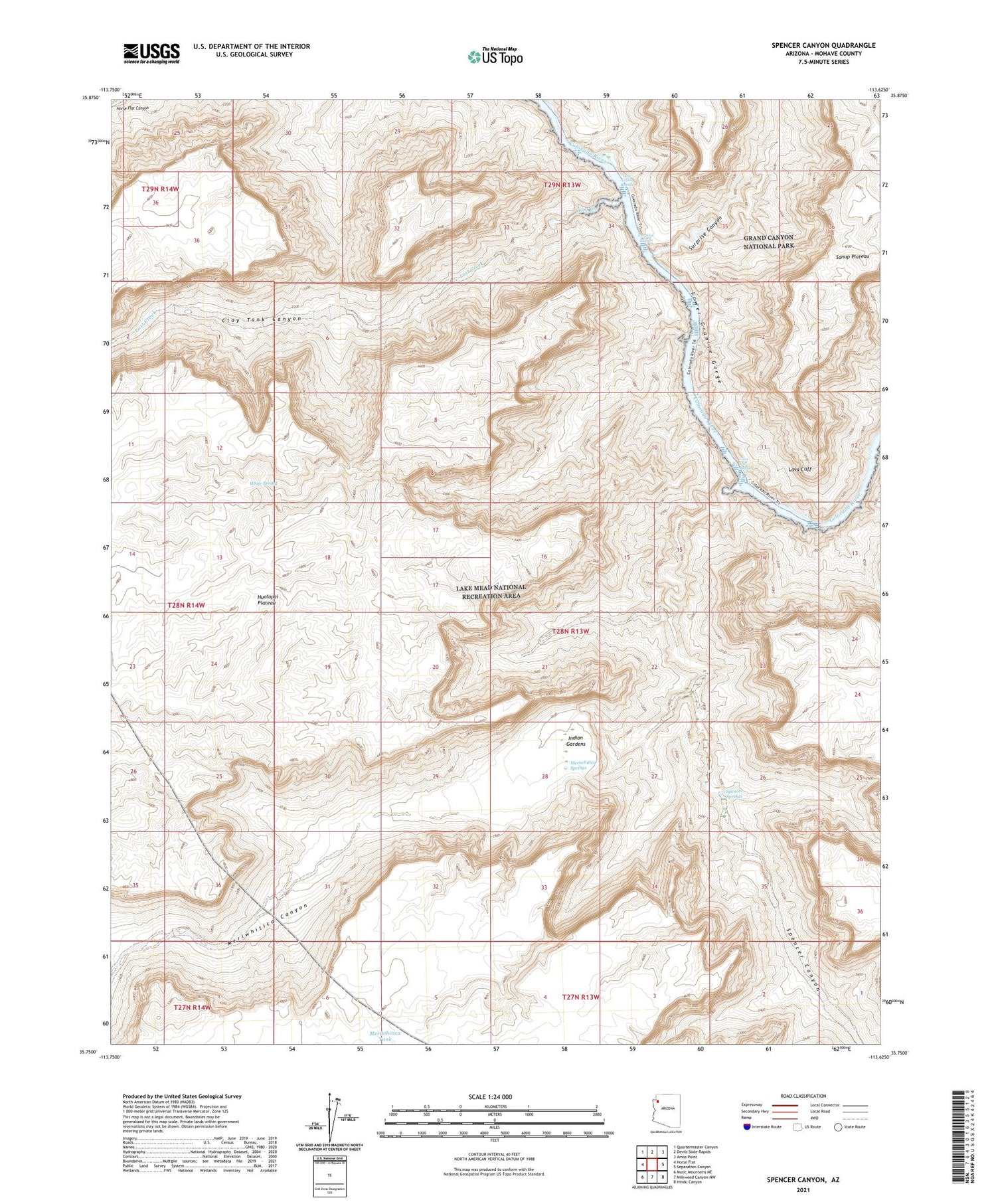Spencer Canyon Arizona US Topo Map Image
