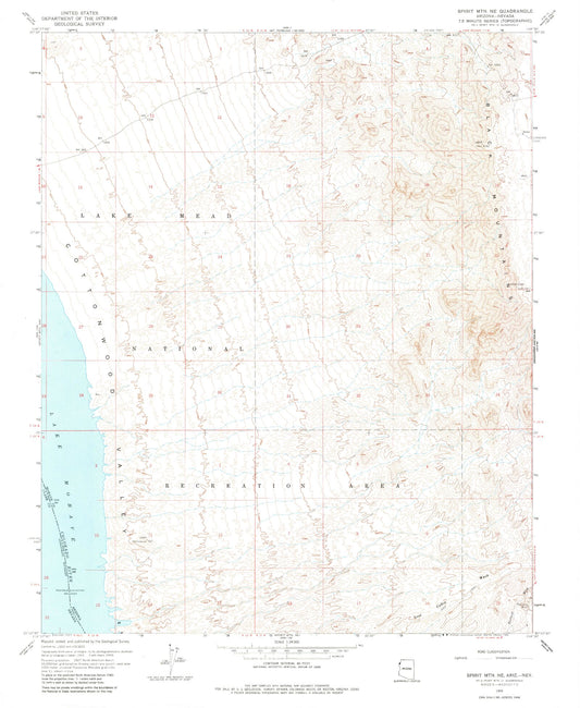 Classic USGS Spirit Mountain NE Arizona 7.5'x7.5' Topo Map Image