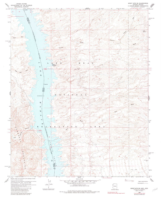 Classic USGS Spirit Mountain SE Arizona 7.5'x7.5' Topo Map Image
