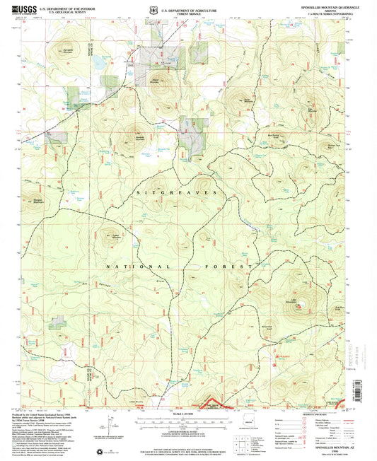 Classic USGS Sponseller Mountain Arizona 7.5'x7.5' Topo Map Image
