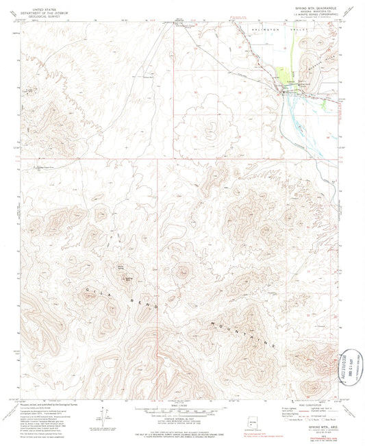 Classic USGS Spring Mountain Arizona 7.5'x7.5' Topo Map Image