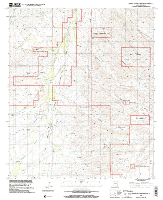 Classic USGS Spring Water Canyon Arizona 7.5'x7.5' Topo Map Image
