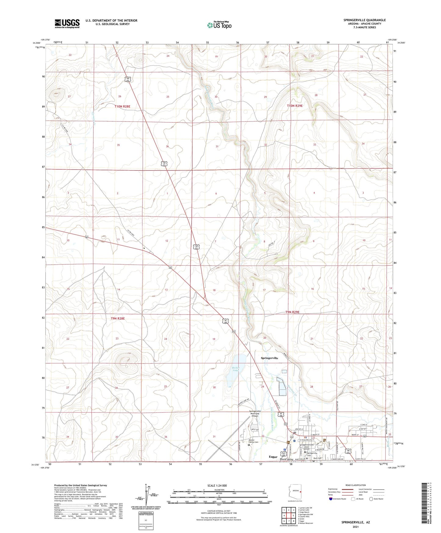 Springerville Arizona US Topo Map Image