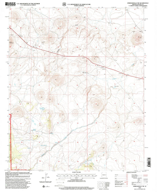 Classic USGS Springerville NW Arizona 7.5'x7.5' Topo Map Image