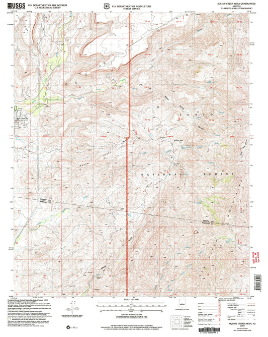 Classic USGS Squaw Creek Mesa Arizona 7.5'x7.5' Topo Map Image