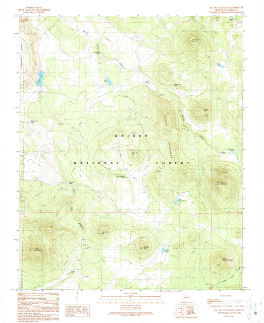 Classic USGS Squaw Mountain Arizona 7.5'x7.5' Topo Map Image