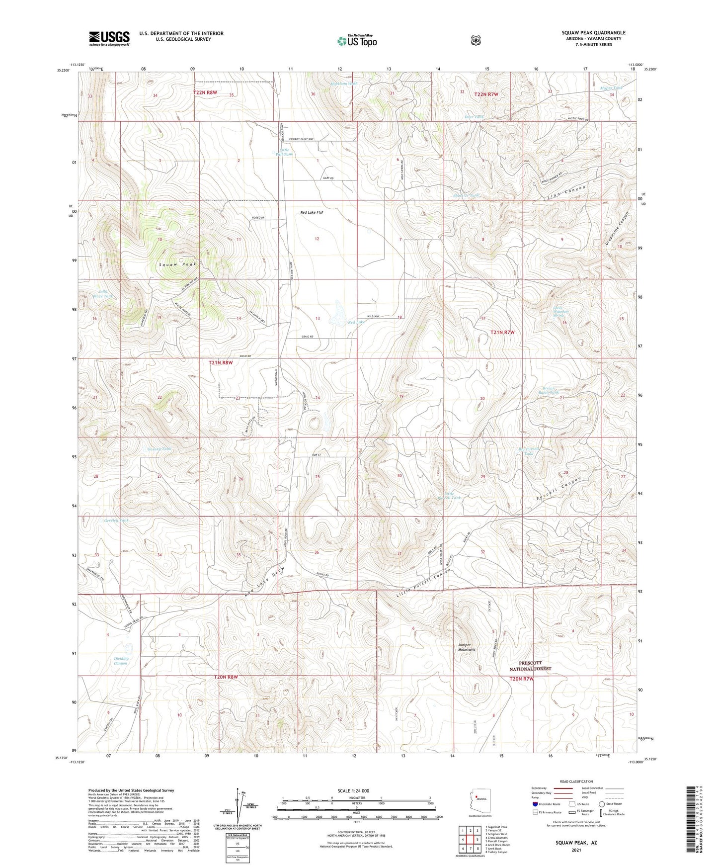 Squaw Peak Arizona US Topo Map Image