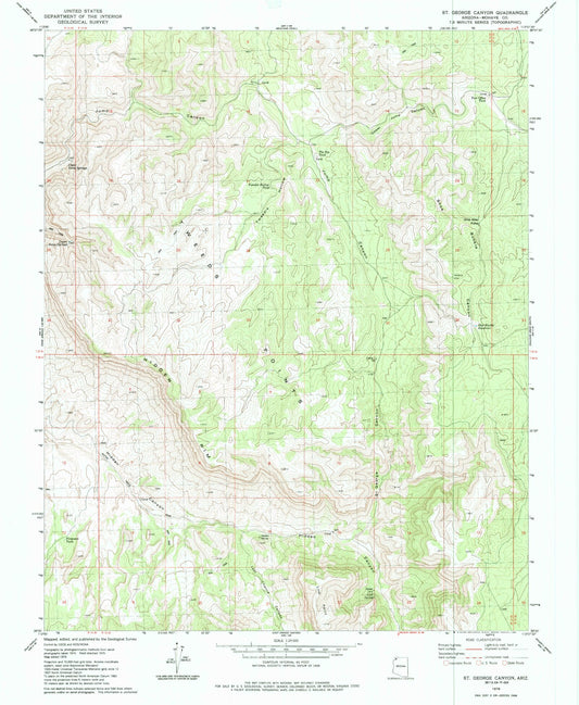 Classic USGS Saint George Canyon Arizona 7.5'x7.5' Topo Map Image