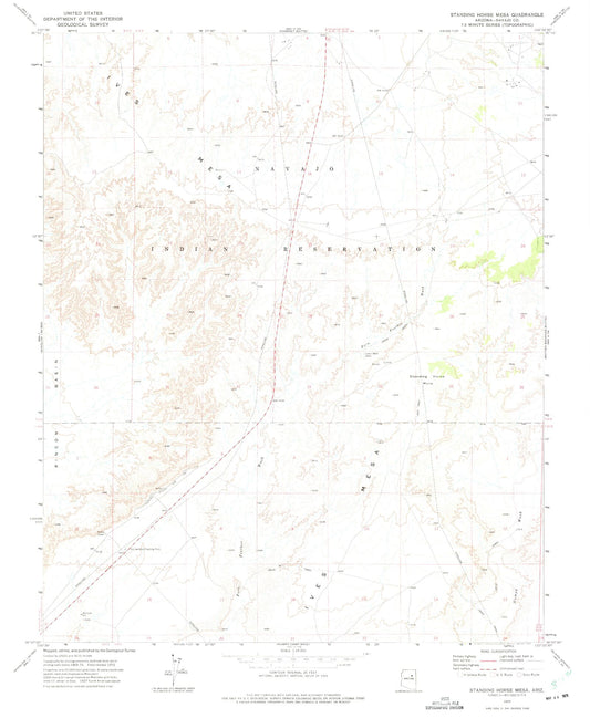 Classic USGS Standing Horse Mesa Arizona 7.5'x7.5' Topo Map Image
