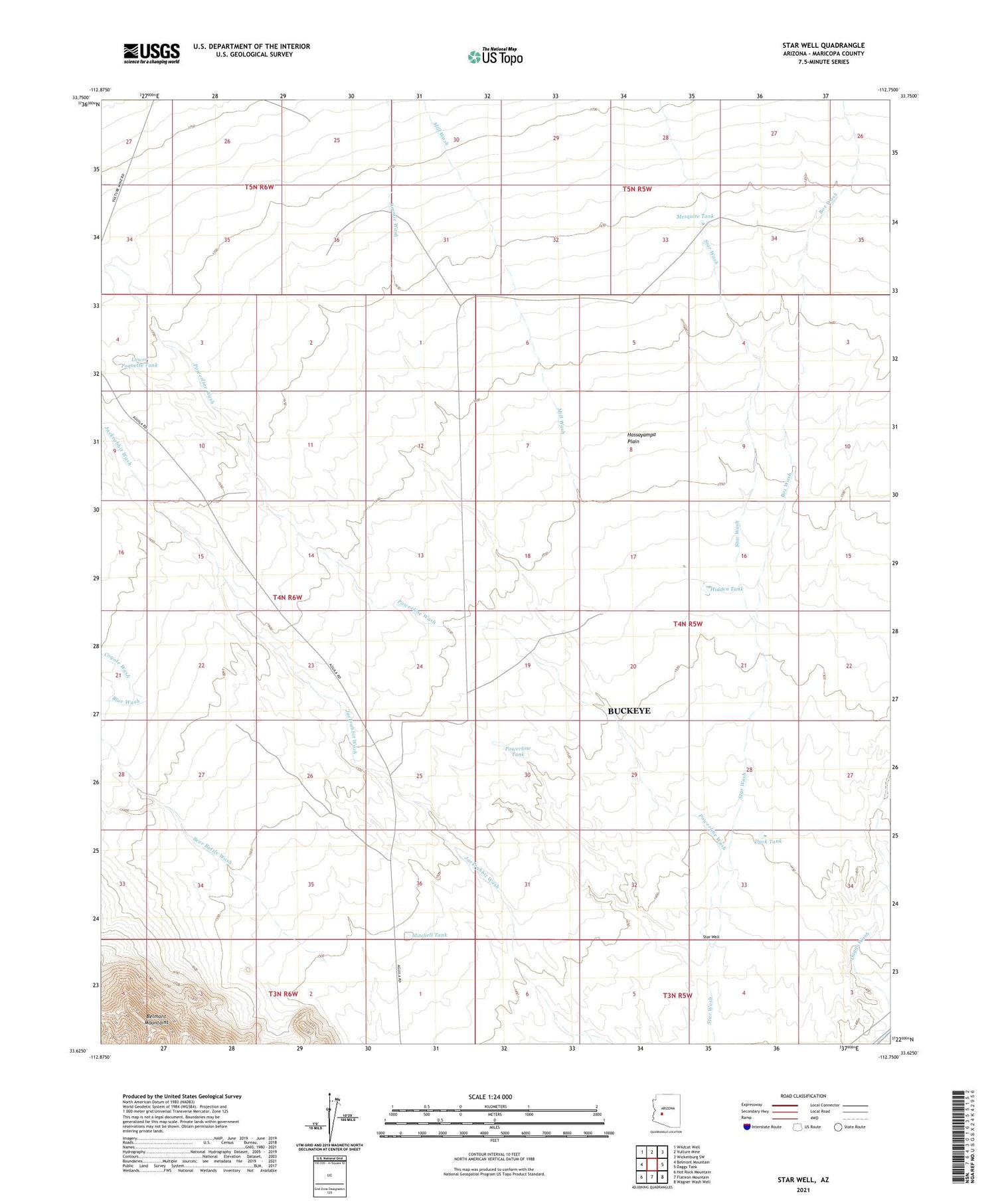 Star Well Arizona US Topo Map Image
