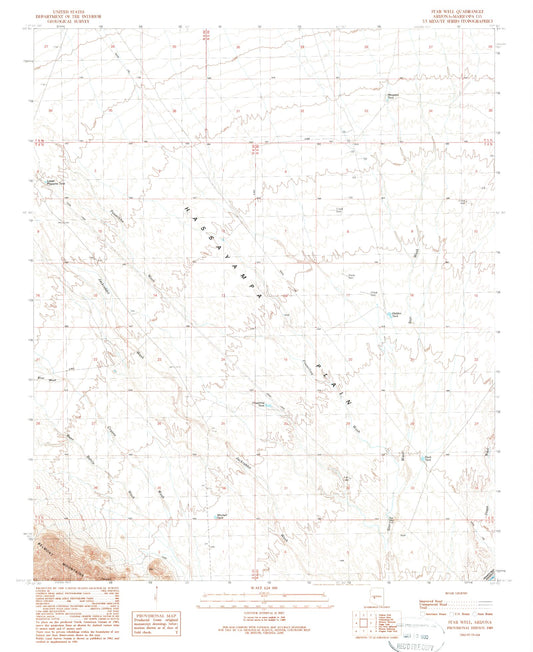 Classic USGS Star Well Arizona 7.5'x7.5' Topo Map Image