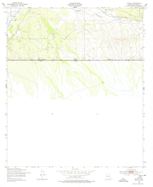 Classic USGS Stark Arizona 7.5'x7.5' Topo Map Image