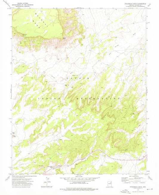Classic USGS Steamboat Rock Arizona 7.5'x7.5' Topo Map Image