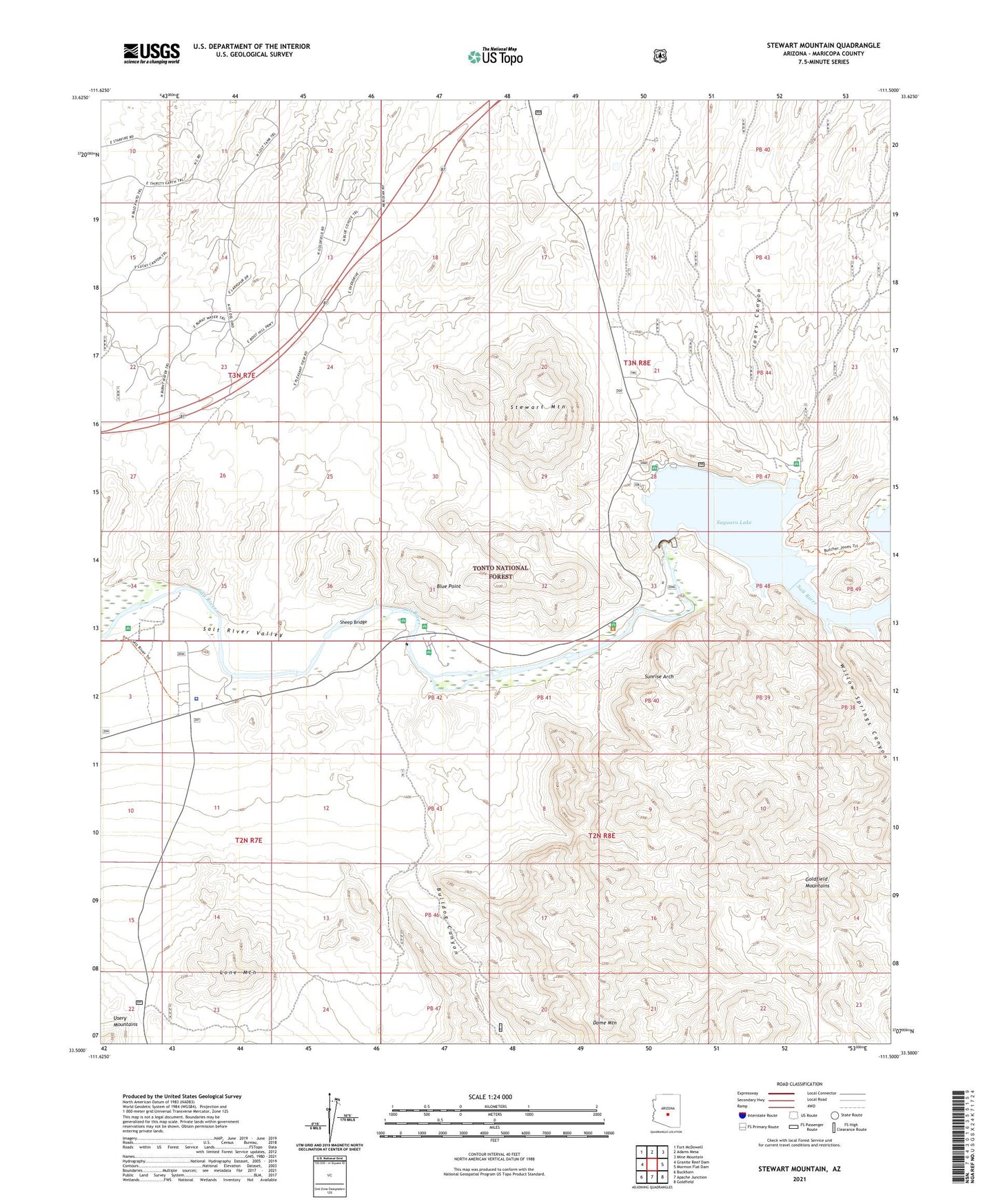 Stewart Mountain Arizona US Topo Map Image