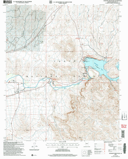 Classic USGS Stewart Mountain Arizona 7.5'x7.5' Topo Map Image