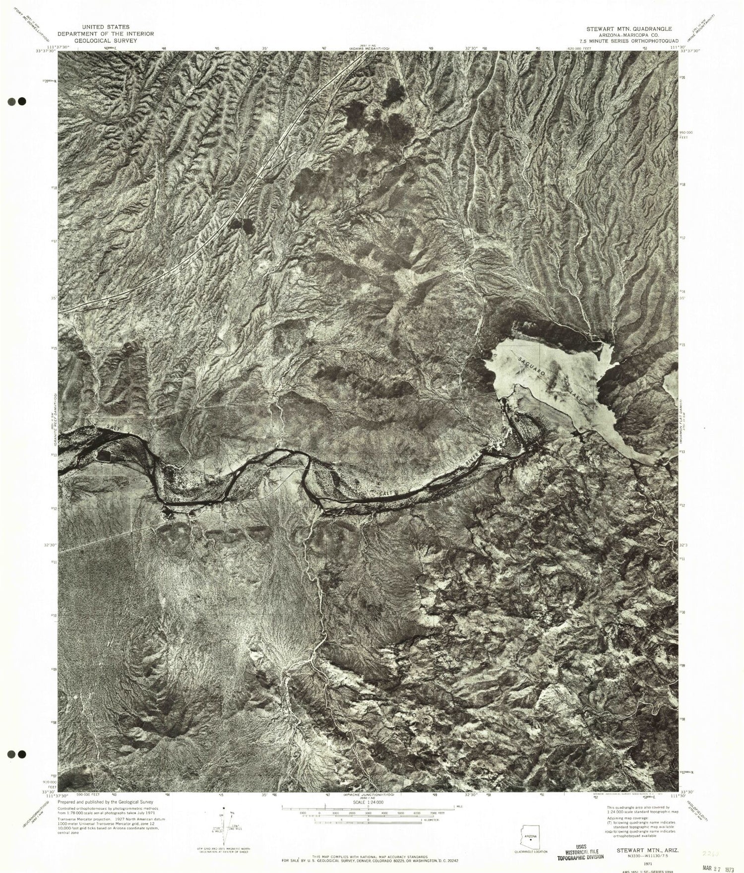 Classic USGS Stewart Mountain Arizona 7.5'x7.5' Topo Map Image