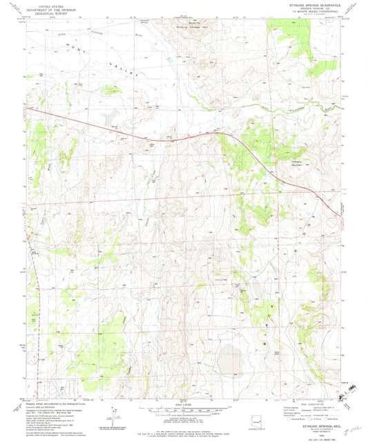 Classic USGS Stinking Springs Arizona 7.5'x7.5' Topo Map Image