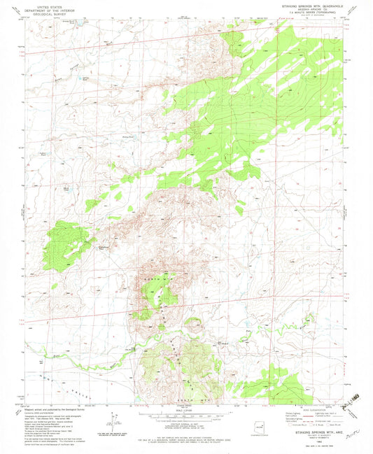 Classic USGS Stinking Springs Mountain Arizona 7.5'x7.5' Topo Map Image