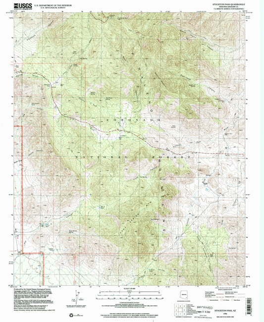 Classic USGS Stockton Pass Arizona 7.5'x7.5' Topo Map Image